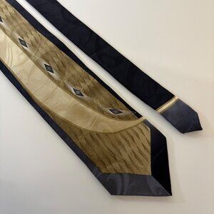 Versailles By Piatelli Designer Silk Tie Gold Black Gray Mens Necktie Office